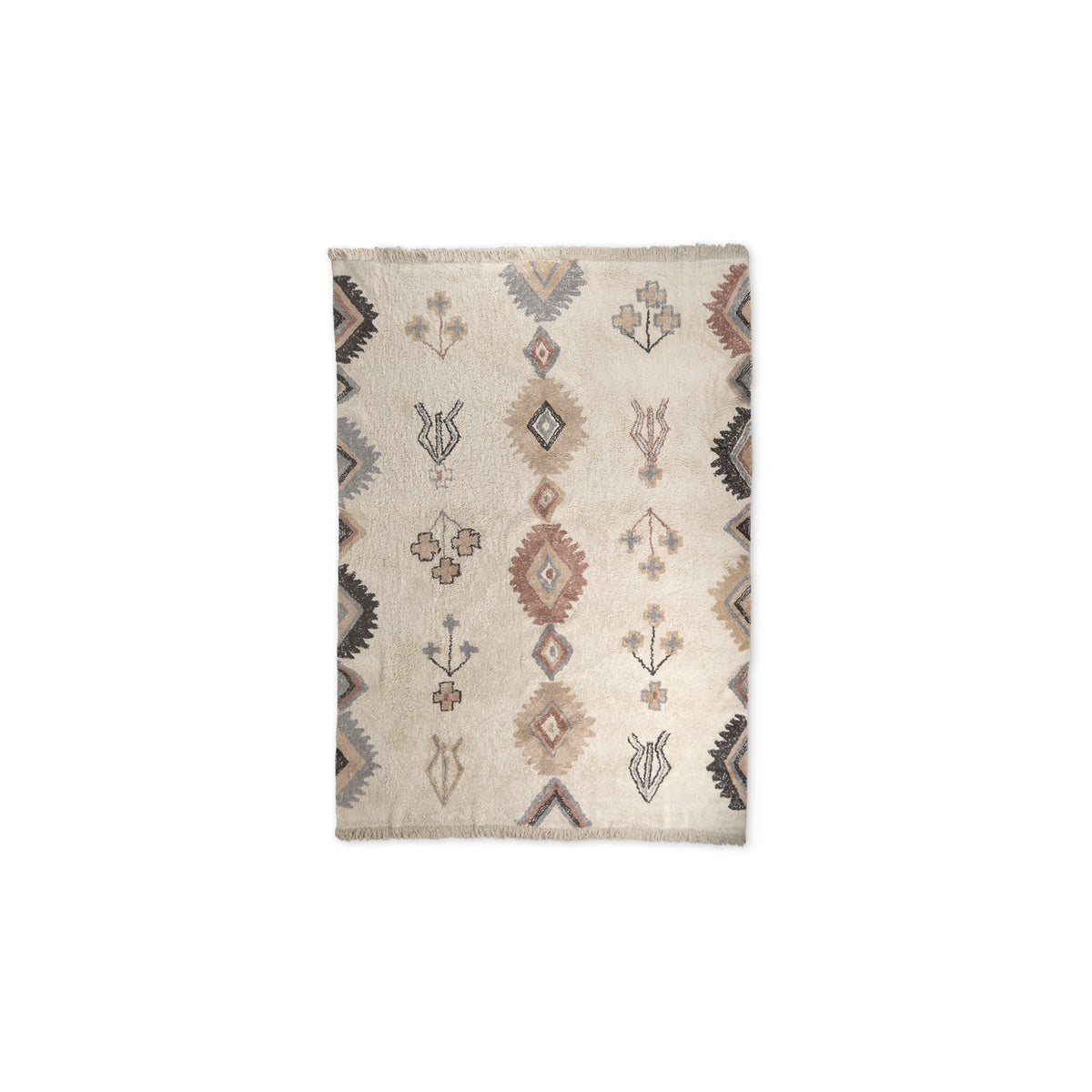 Carla 5x8 Earthy Neutrals Patterned Cotton Area Rug-Area Rugs-DECOROLALA