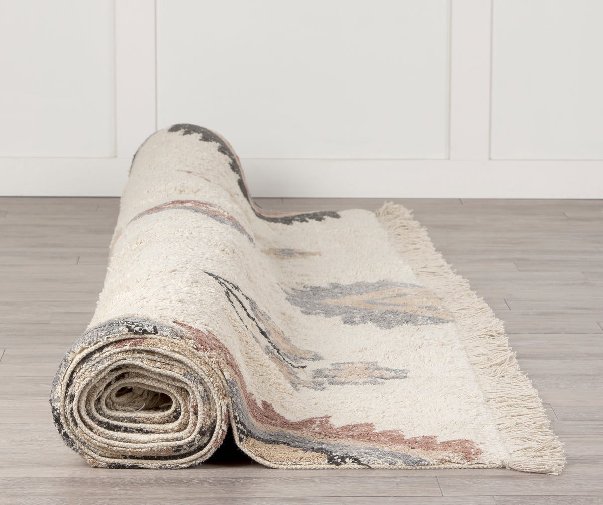 Carla 5x8 Earthy Neutrals Patterned Cotton Area Rug-Area Rugs-DECOROLALA