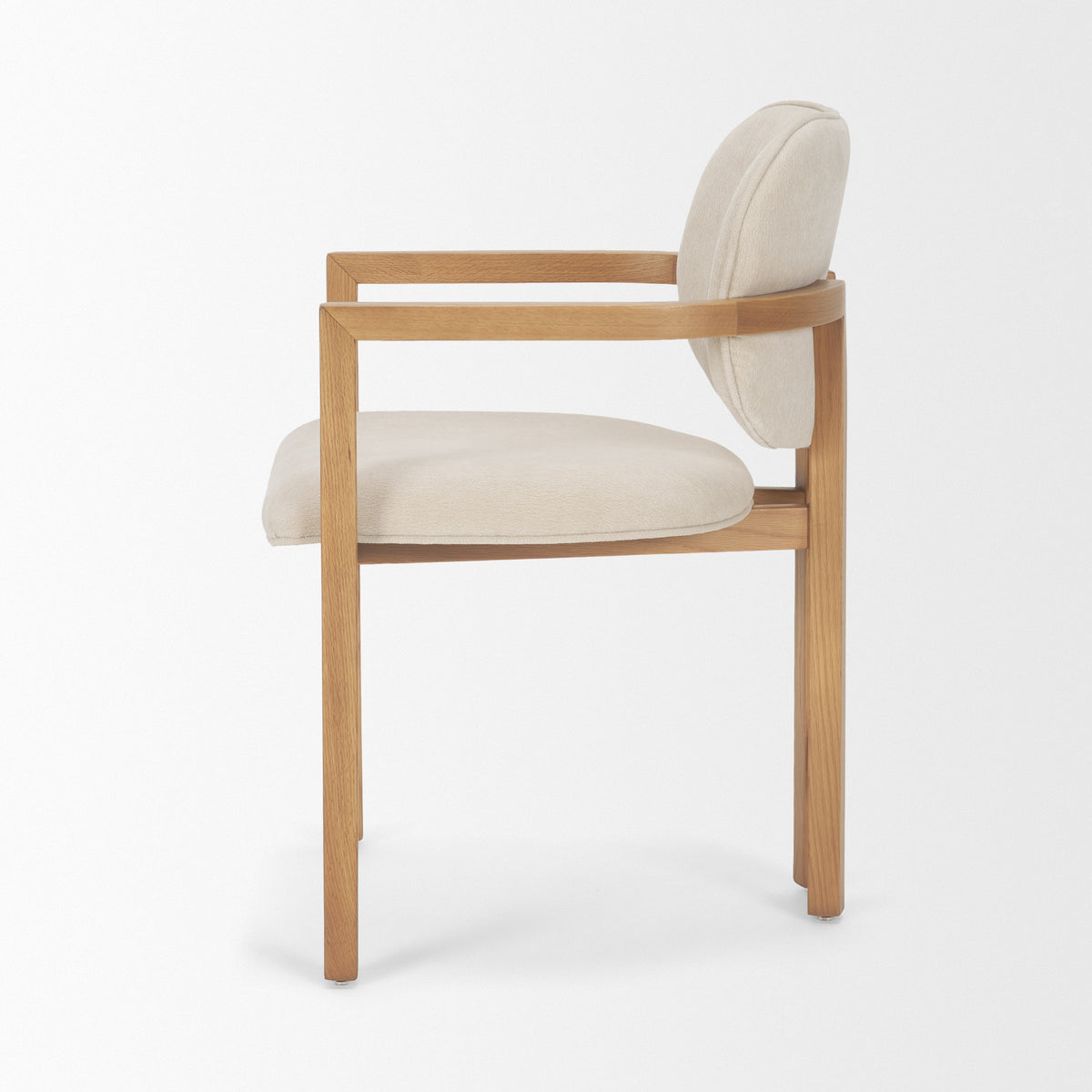 Carlisle Curved Back Dining Arm Chair | Cream Chenille w/ Brown Wood-Dining Chairs-DECOROLALA