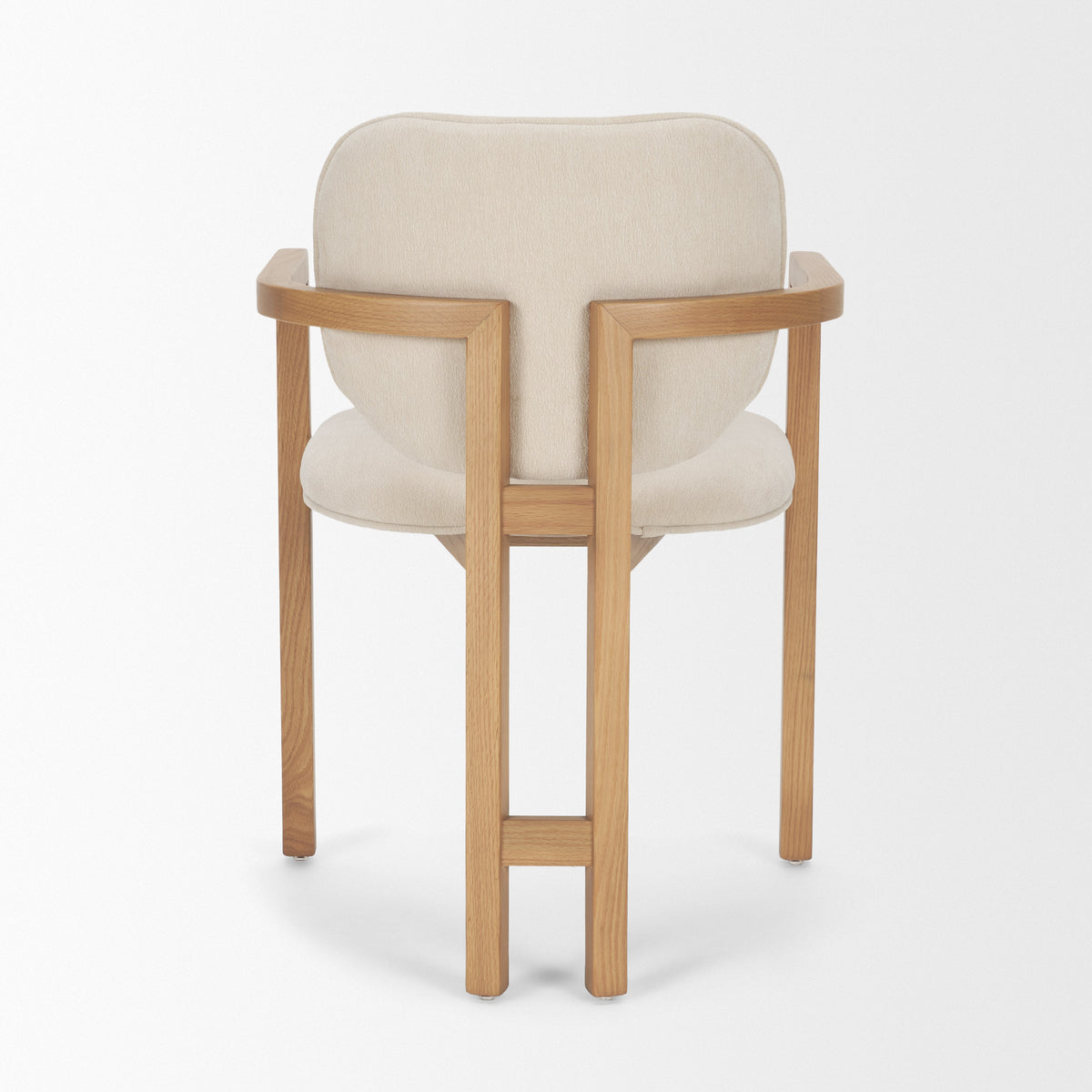 Carlisle Curved Back Dining Arm Chair | Cream Chenille w/ Brown Wood-Dining Chairs-DECOROLALA