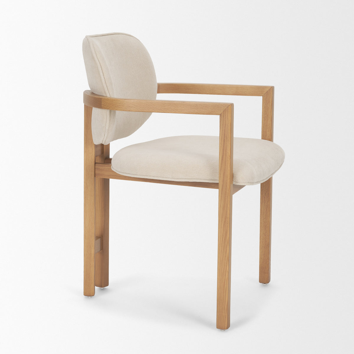 Carlisle Curved Back Dining Arm Chair | Cream Chenille w/ Brown Wood-Dining Chairs-DECOROLALA