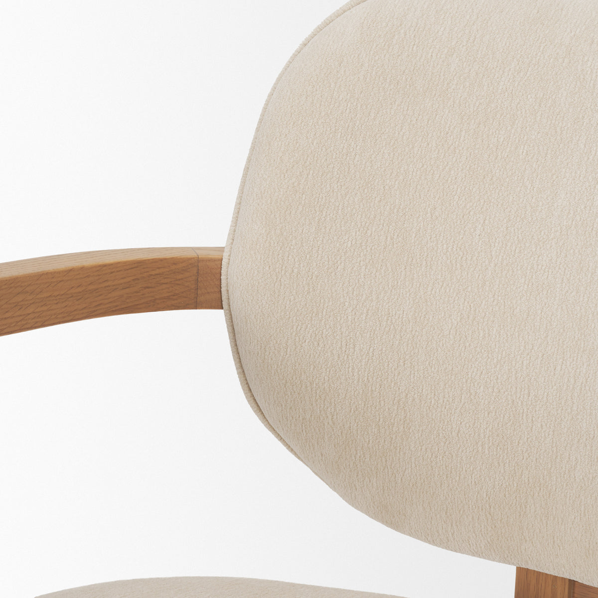 Carlisle Curved Back Dining Arm Chair | Cream Chenille w/ Brown Wood-Dining Chairs-DECOROLALA