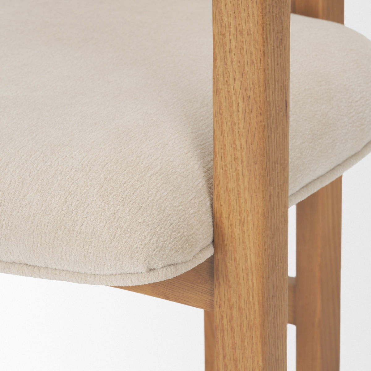 Carlisle Curved Back Dining Arm Chair | Cream Chenille w/ Brown Wood-Dining Chairs-DECOROLALA