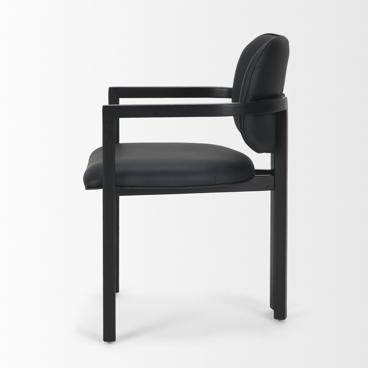 Carlisle Curved Back Dining Arm Chair | Leather w/ Brown Wood-Dining Chairs-DECOROLALA