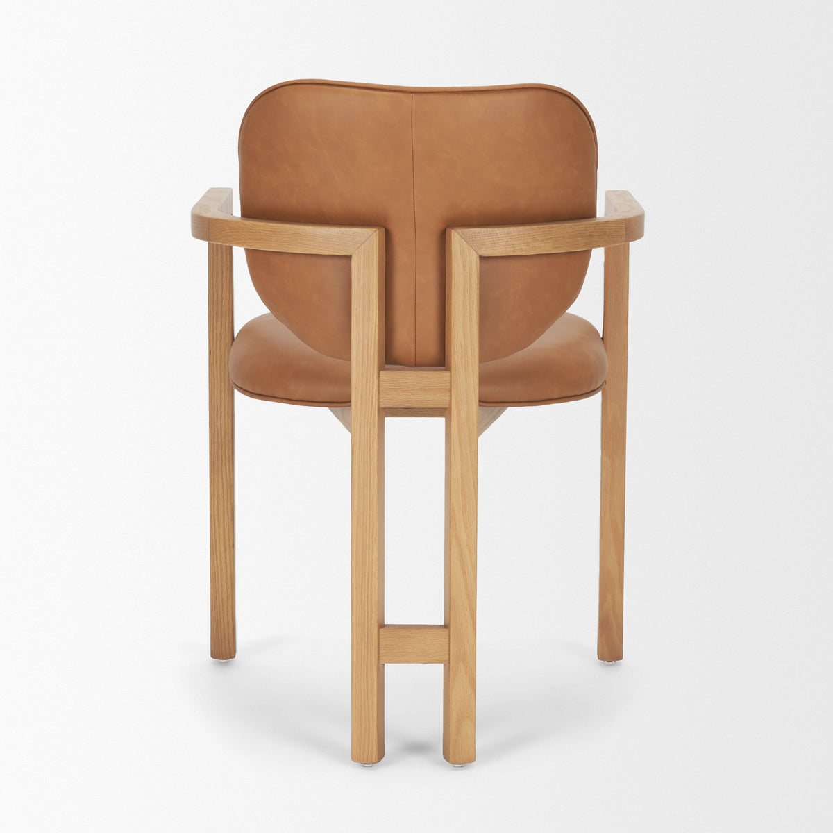 Carlisle Curved Back Dining Arm Chair | Leather w/ Brown Wood-Dining Chairs-DECOROLALA