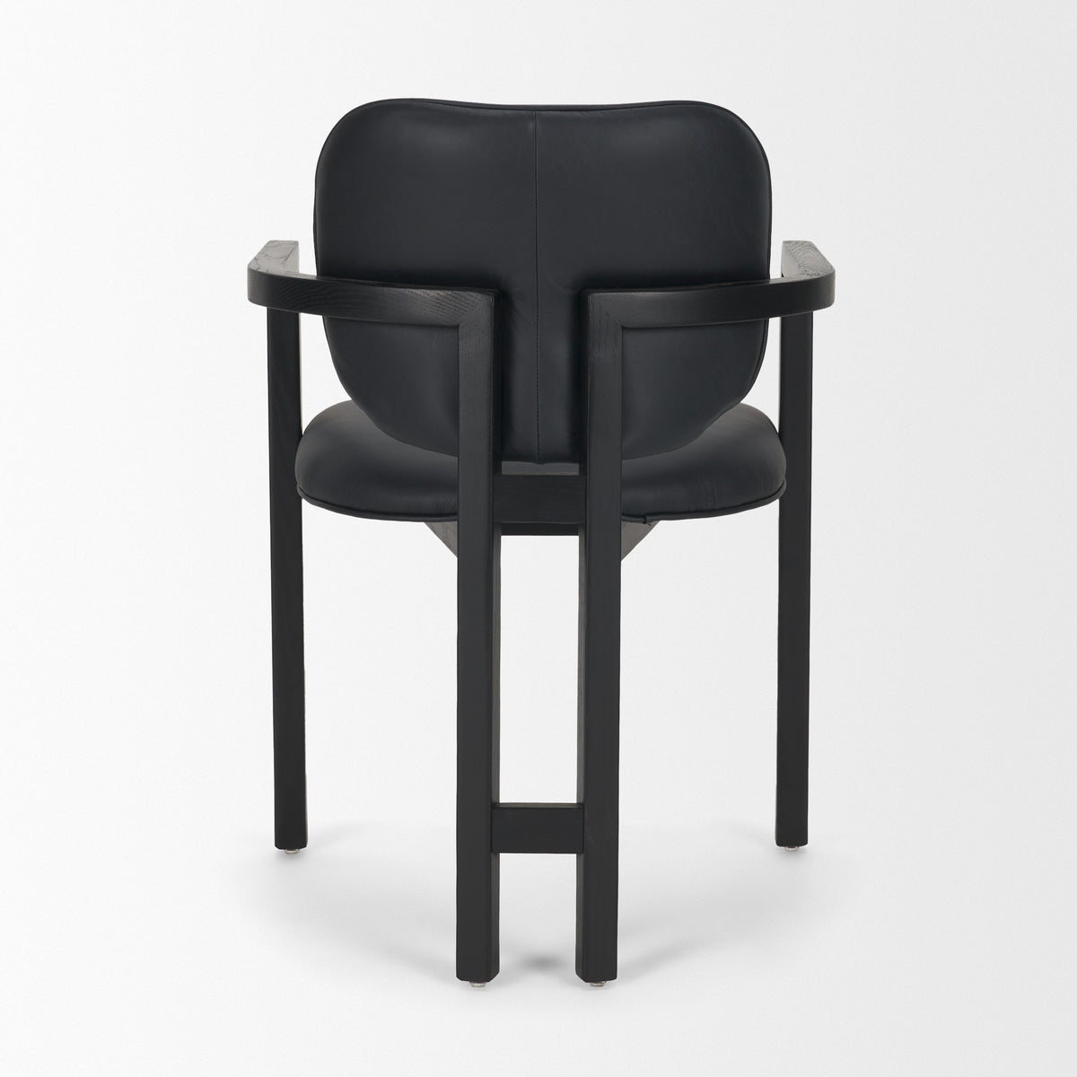 Carlisle Curved Back Dining Arm Chair | Leather w/ Brown Wood-Dining Chairs-DECOROLALA