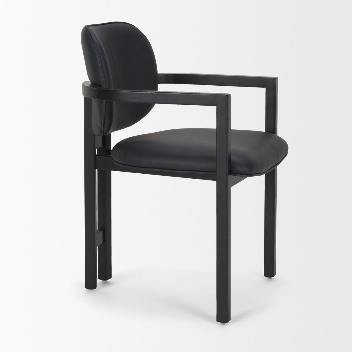 Carlisle Curved Back Dining Arm Chair | Leather w/ Brown Wood-Dining Chairs-DECOROLALA