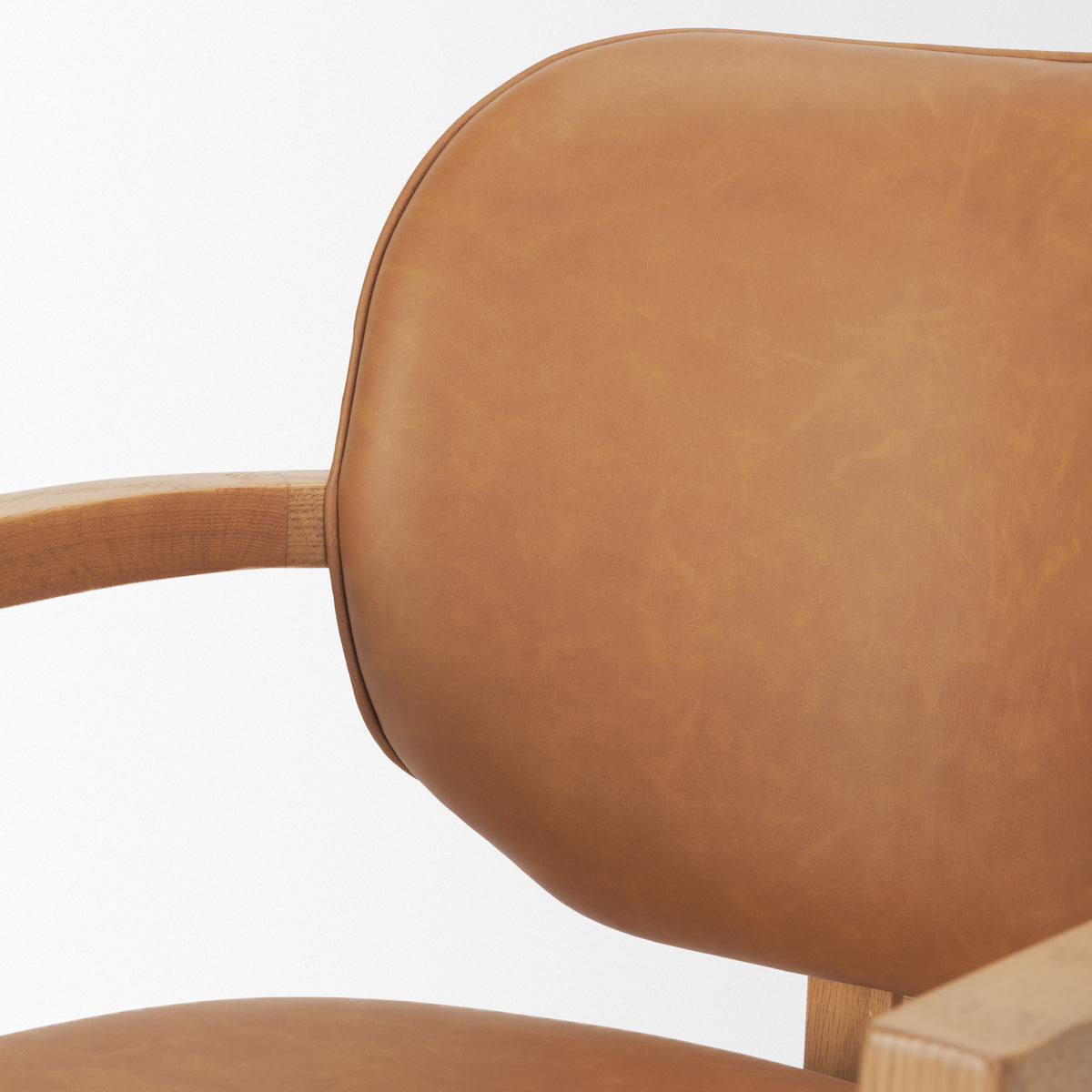 Carlisle Curved Back Dining Arm Chair | Leather w/ Brown Wood-Dining Chairs-DECOROLALA