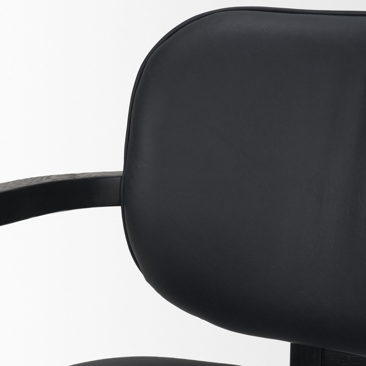 Carlisle Curved Back Dining Arm Chair | Leather w/ Brown Wood-Dining Chairs-DECOROLALA