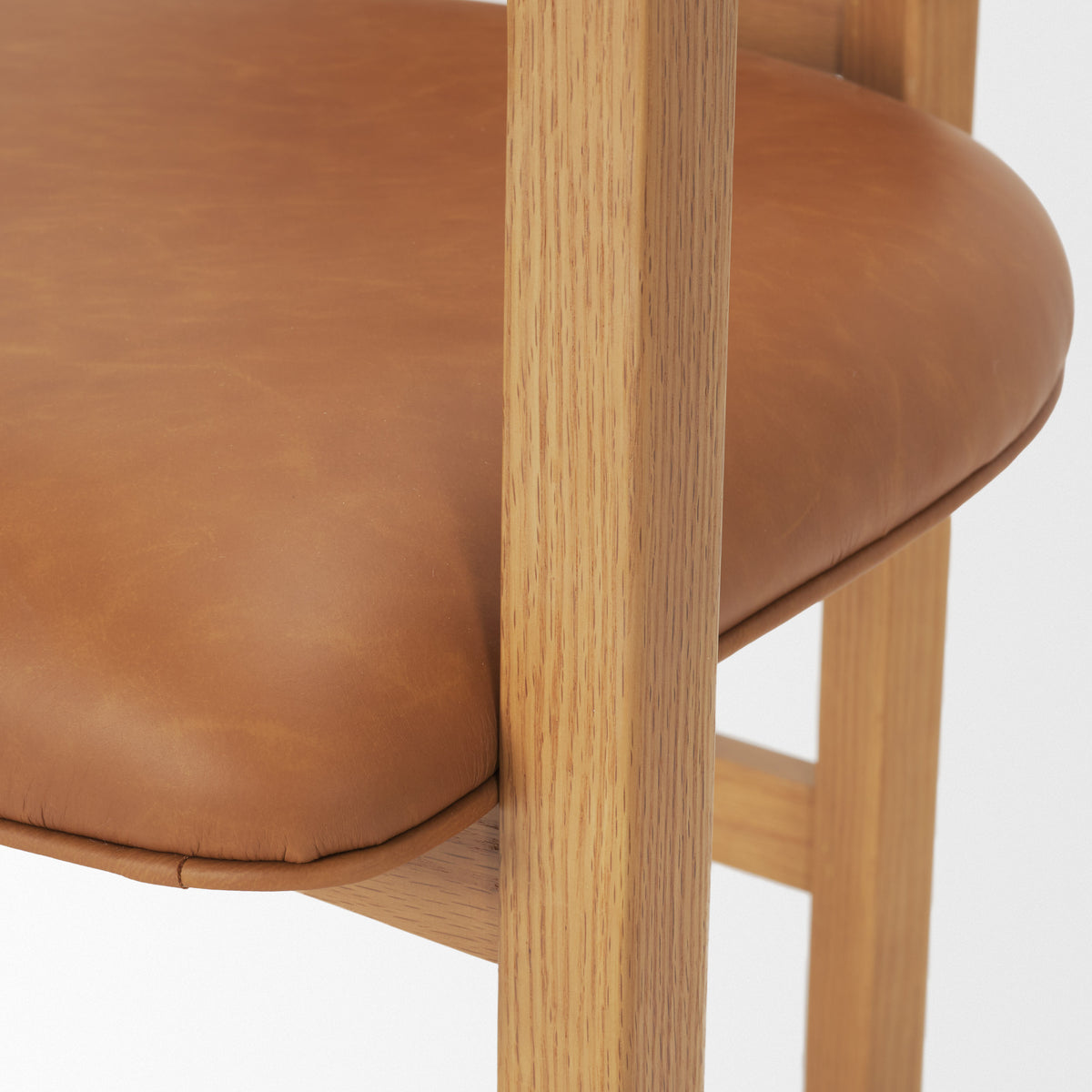 Carlisle Curved Back Dining Arm Chair | Leather w/ Brown Wood-Dining Chairs-DECOROLALA