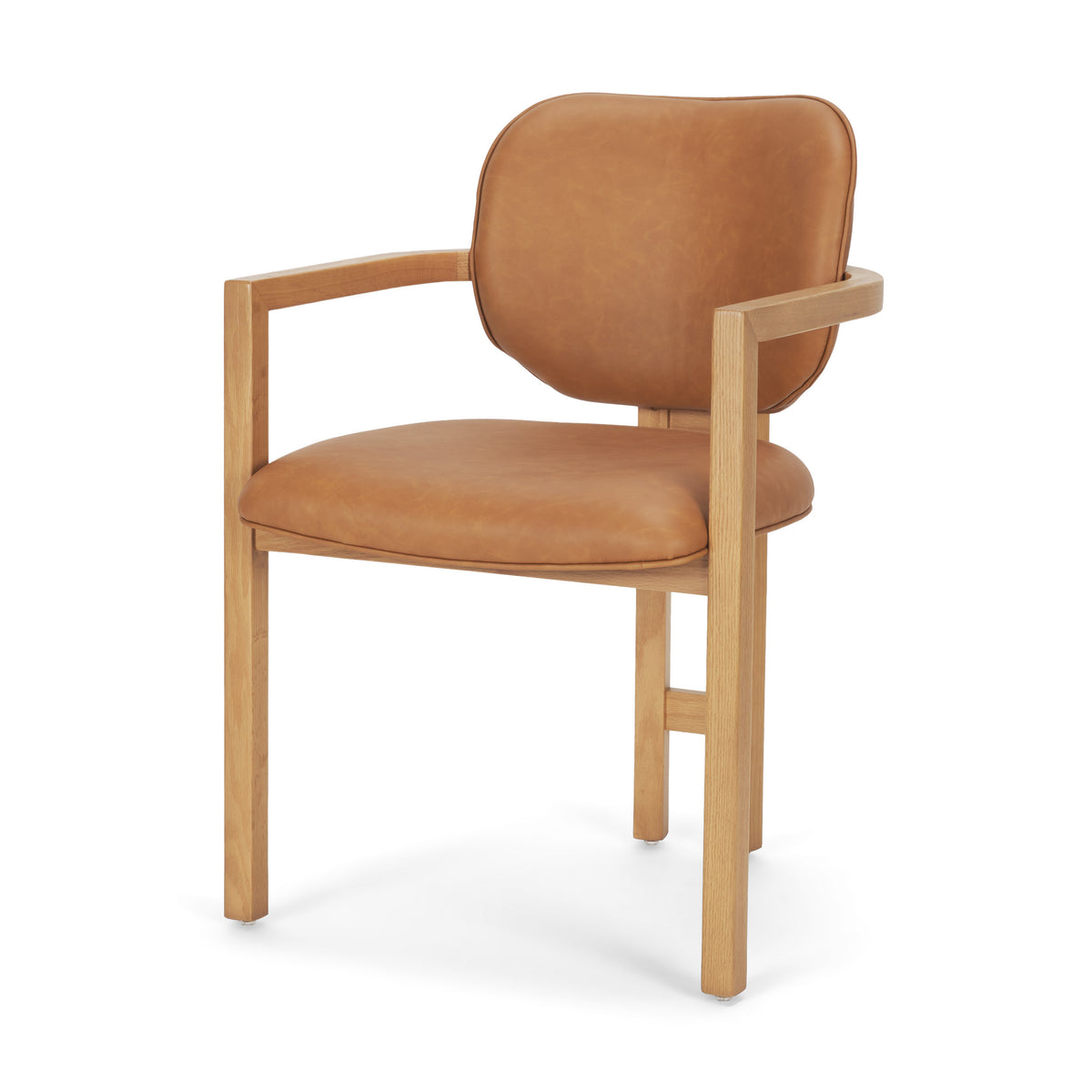 Carlisle Curved Back Dining Arm Chair | Leather w/ Brown Wood-Dining Chairs-DECOROLALA