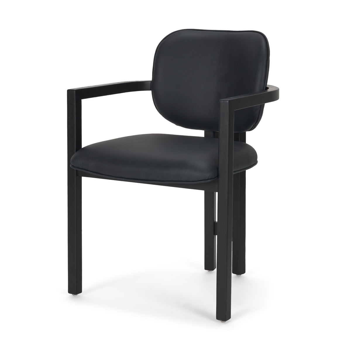 Carlisle Curved Back Dining Arm Chair | Leather w/ Brown Wood-Dining Chairs-DECOROLALA