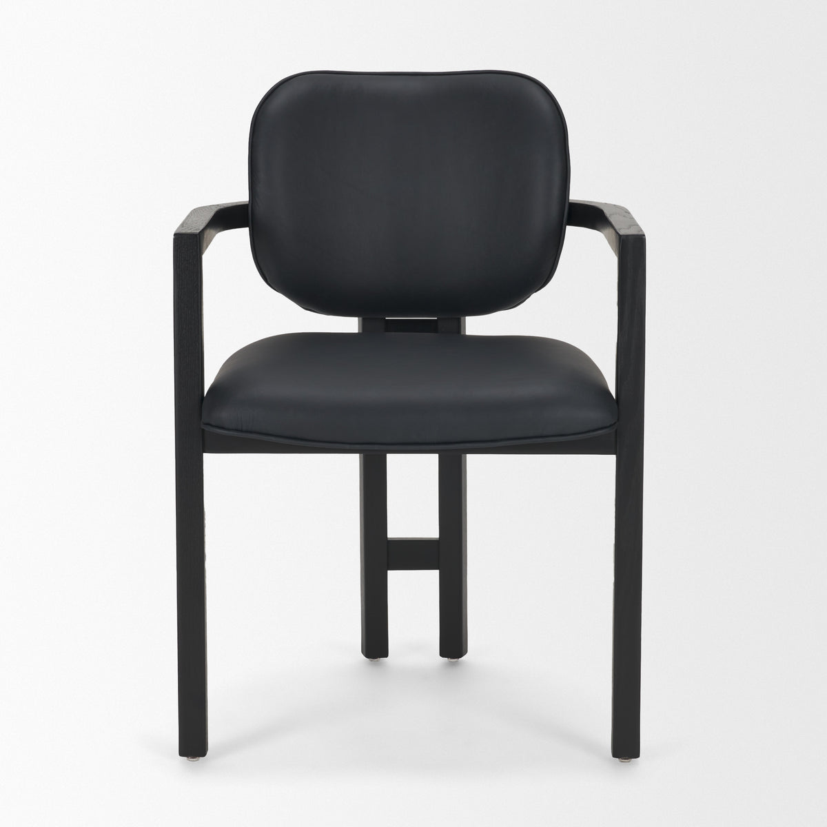 Carlisle Curved Back Dining Arm Chair | Leather w/ Brown Wood-Dining Chairs-DECOROLALA