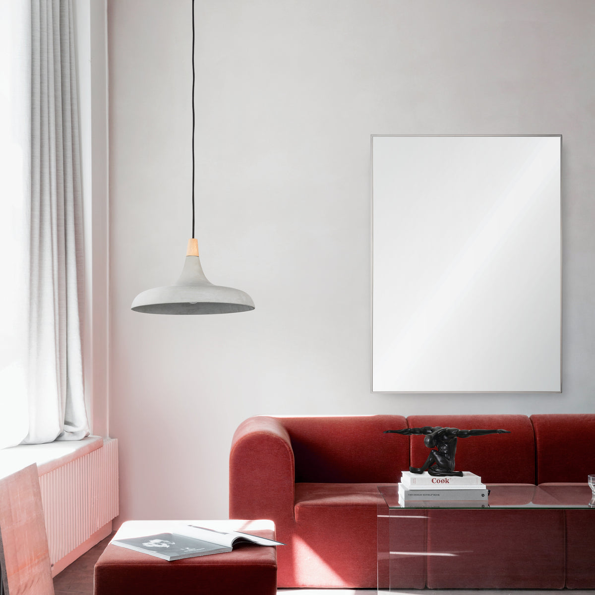 Carmelle 40" Tall Rectangle Wall Mirror, Grey-Mirrors-DECOROLALA