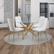 Carmilla Antoine 5-Piece Dining Set - Glass Top & Gold Metal-DECOROLALA
