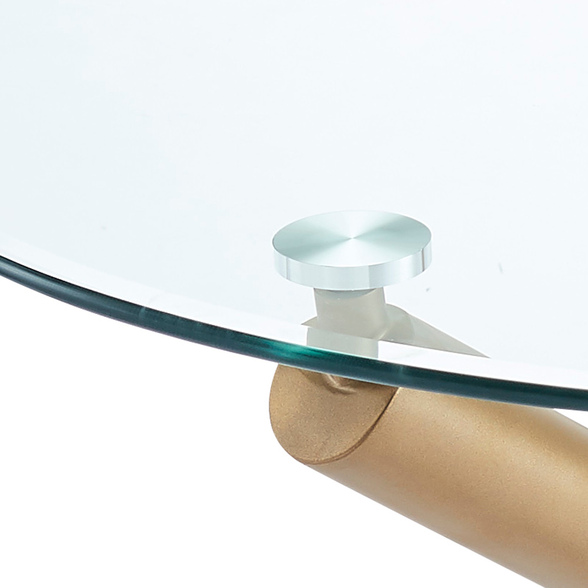 Carmilla Dining Table - Aged Gold Metal & Tempered Glass-DECOROLALA