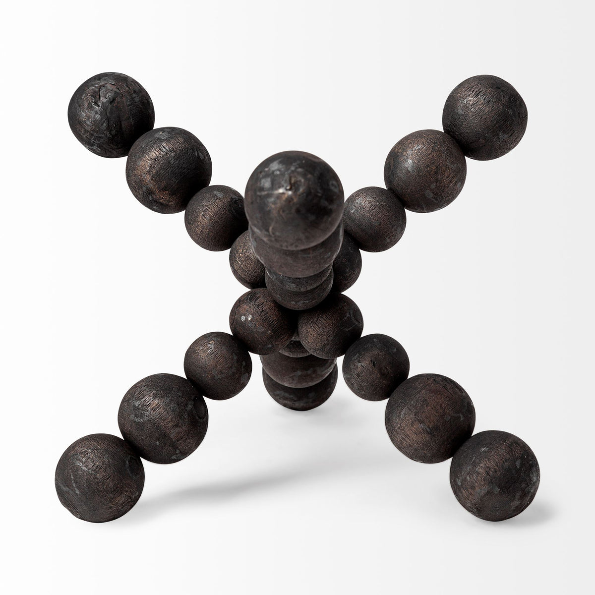 Carollan II Large Black Geometric Wood Ball Jack - 9" x 9"-Objects-DECOROLALA