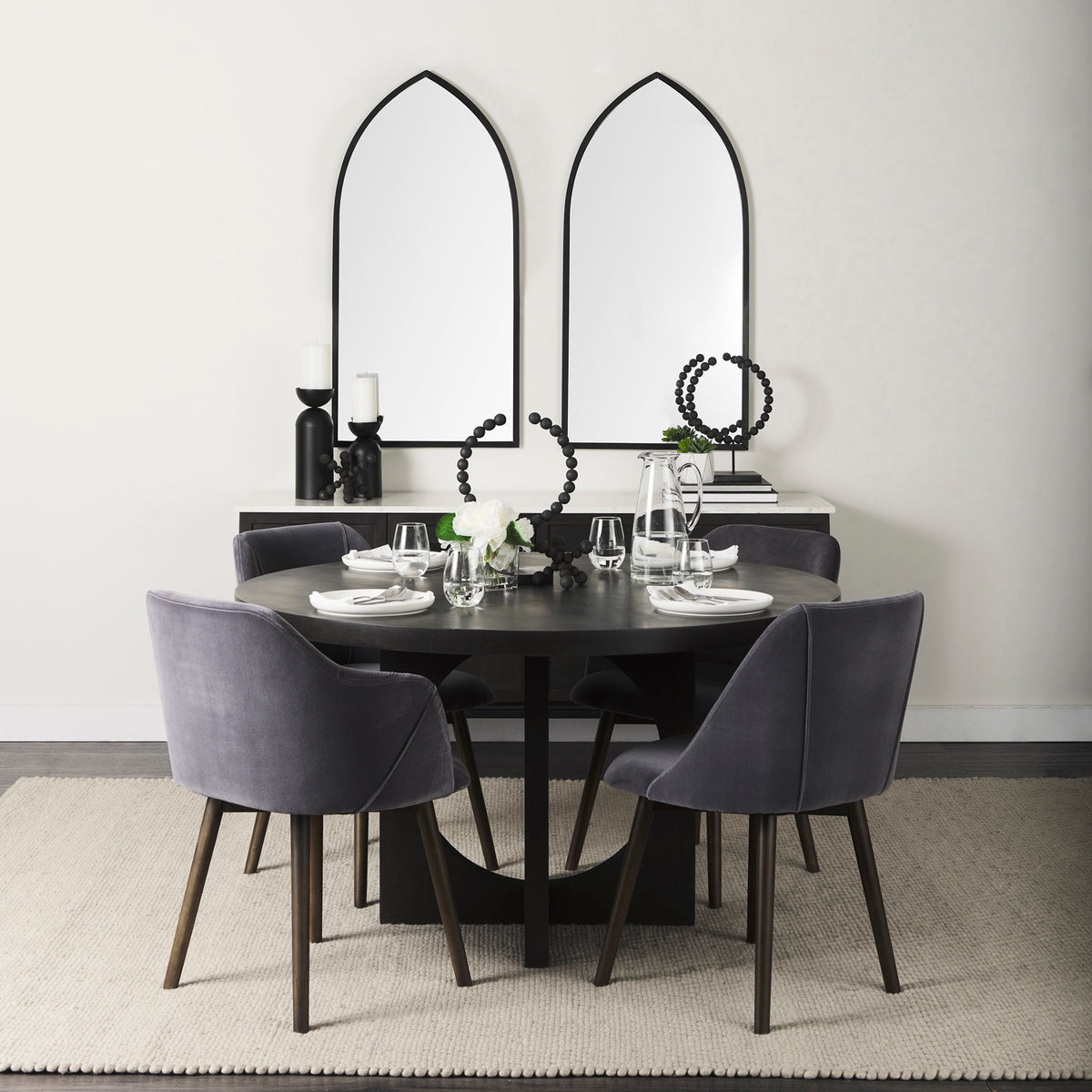 Carollan II Large Black Geometric Wood Ball Jack - 9" x 9"-Objects-DECOROLALA
