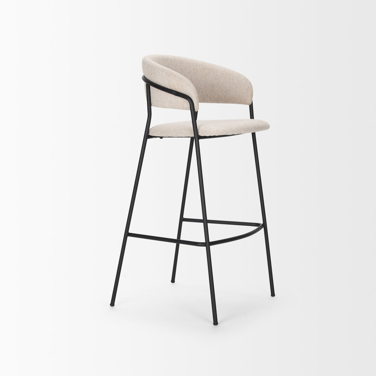 Carolyn Bar Stool w/ Oatmeal Fabric & Matte Black Metal-Bar Stools-DECOROLALA