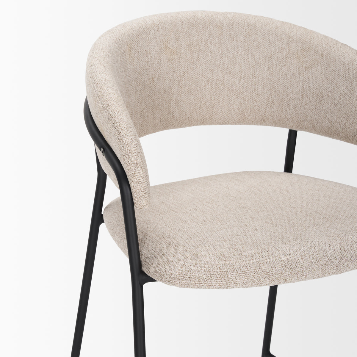 Carolyn Bar Stool w/ Oatmeal Fabric & Matte Black Metal-Bar Stools-DECOROLALA