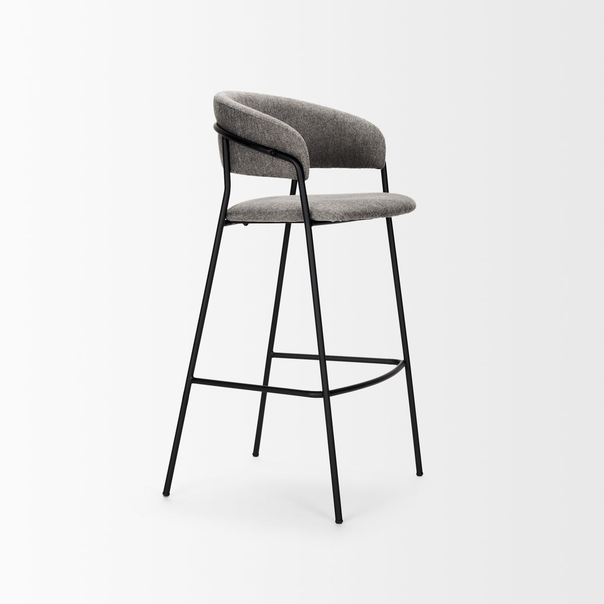Carolyn Bar Stool w/ Oatmeal Fabric & Matte Black Metal-Bar Stools-DECOROLALA
