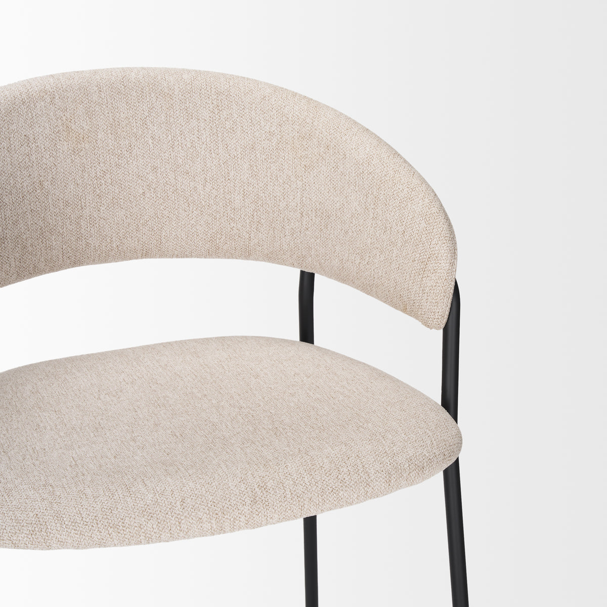 Carolyn Bar Stool w/ Oatmeal Fabric & Matte Black Metal-Bar Stools-DECOROLALA