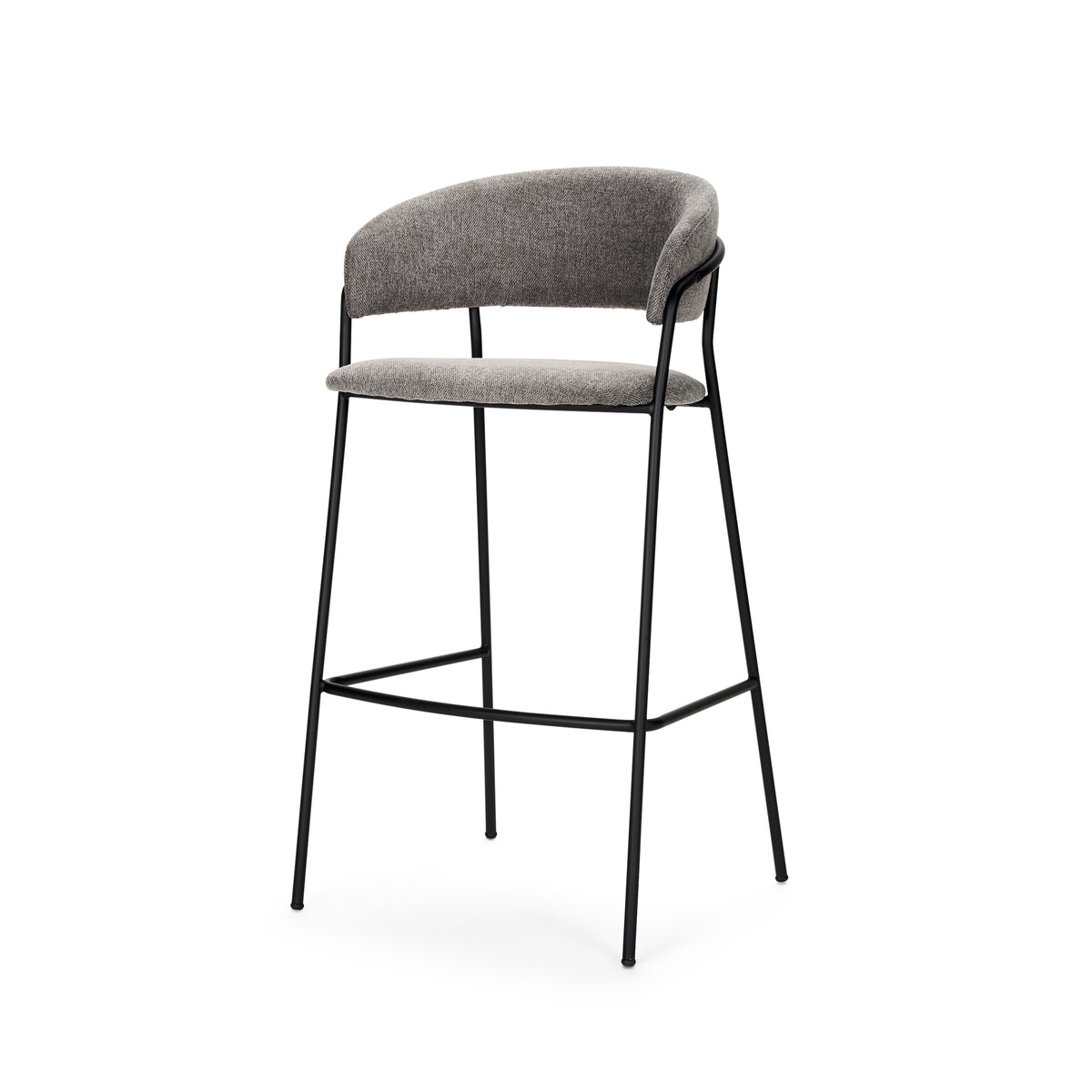 Carolyn Bar Stool w/ Oatmeal Fabric & Matte Black Metal-Bar Stools-DECOROLALA