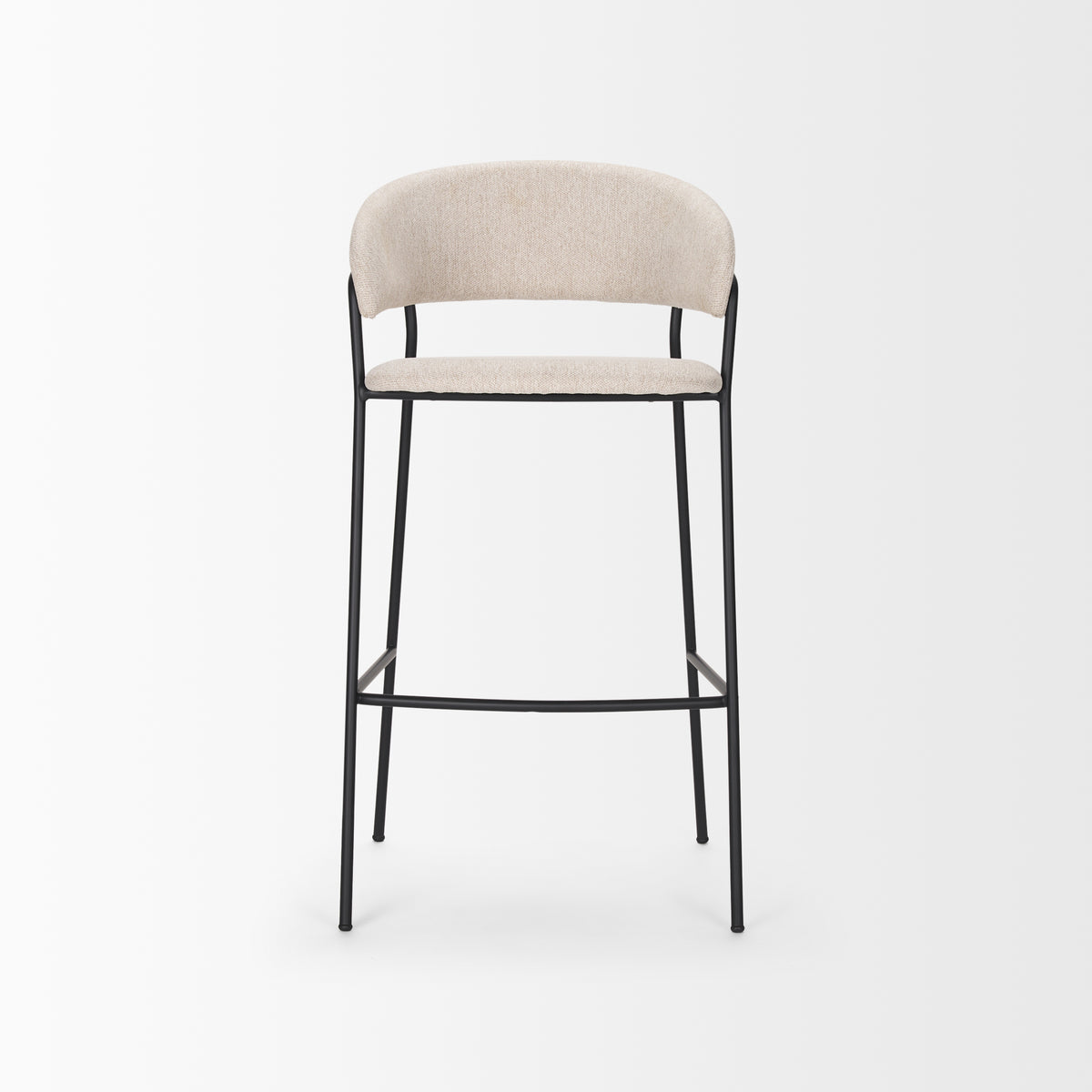 Carolyn Bar Stool w/ Oatmeal Fabric & Matte Black Metal-Bar Stools-DECOROLALA