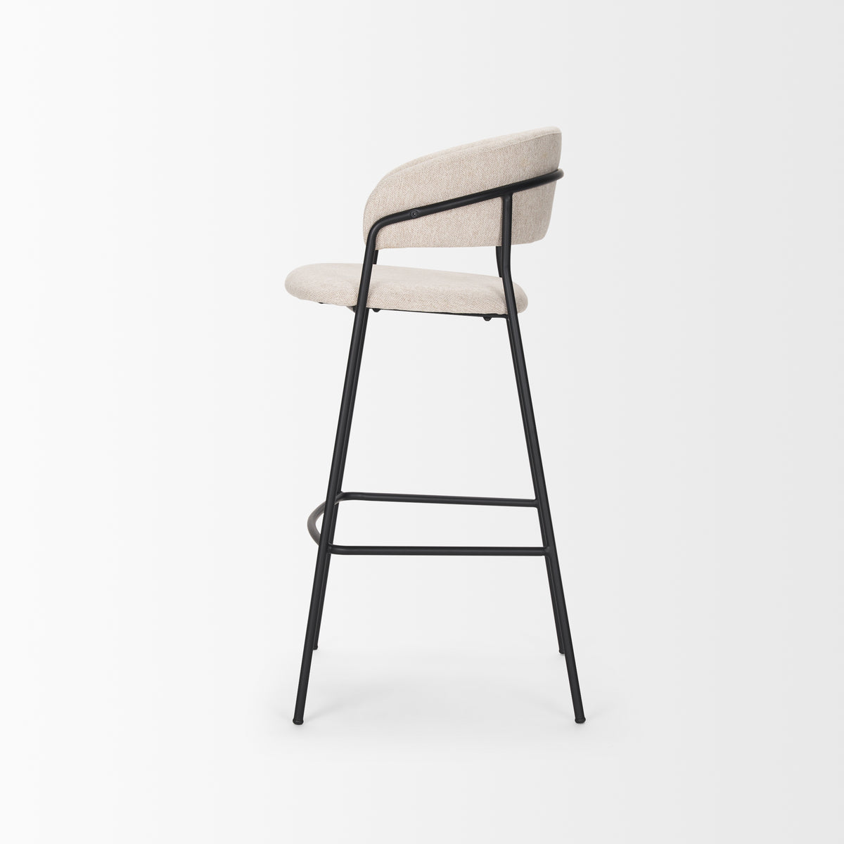 Carolyn Bar Stool w/ Oatmeal Fabric & Matte Black Metal-Bar Stools-DECOROLALA