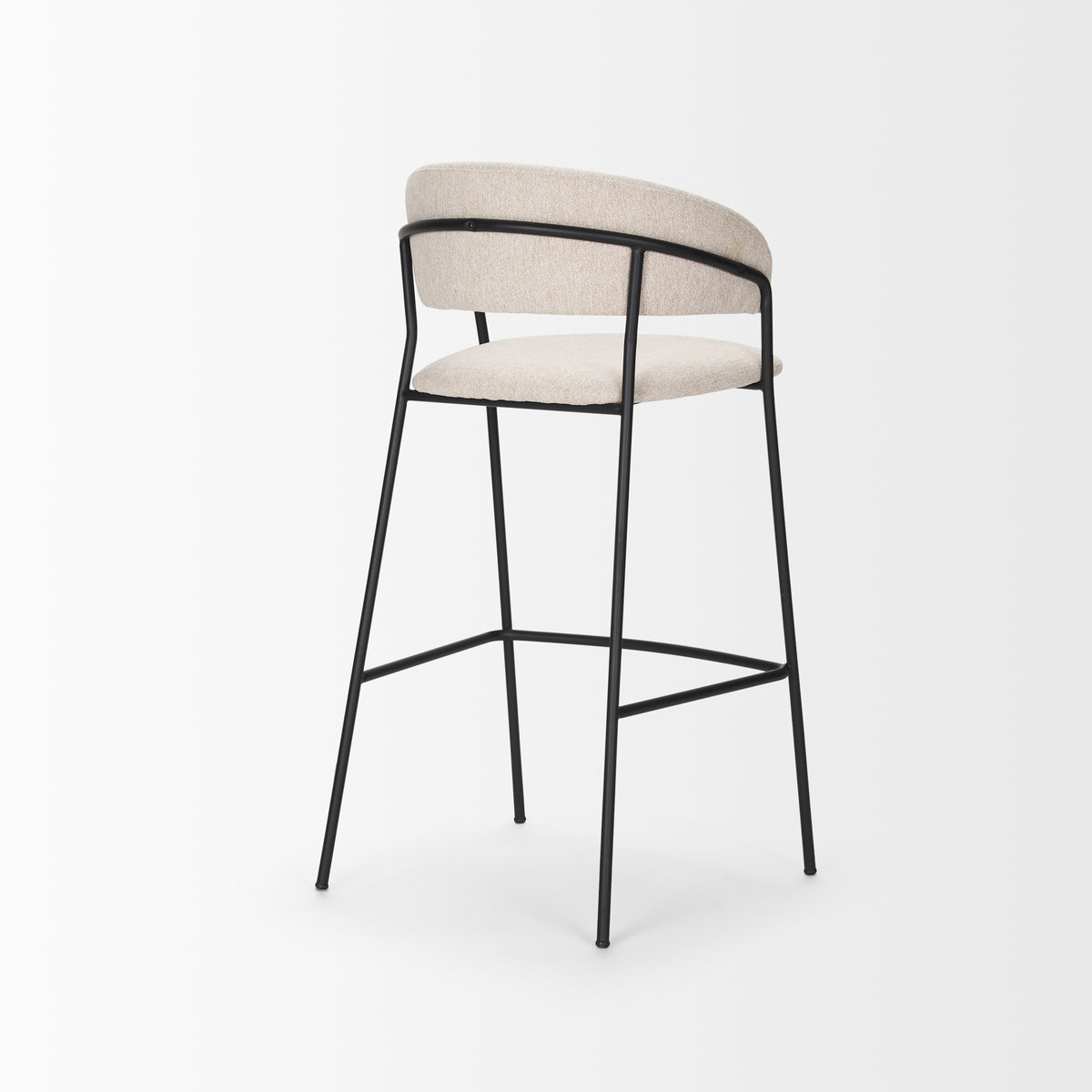 Carolyn Bar Stool w/ Oatmeal Fabric & Matte Black Metal-Bar Stools-DECOROLALA