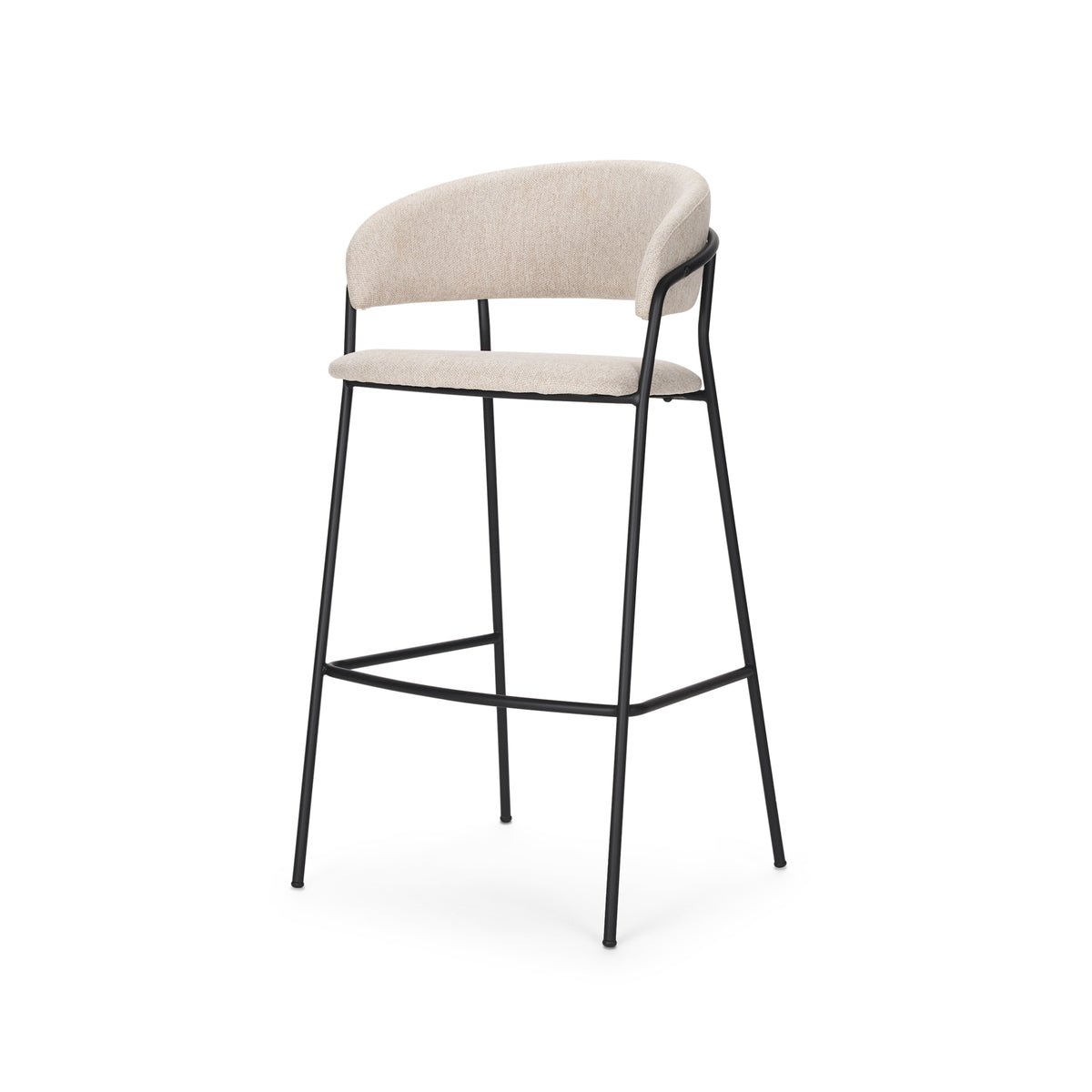Carolyn Bar Stool w/ Oatmeal Fabric & Matte Black Metal-Bar Stools-DECOROLALA