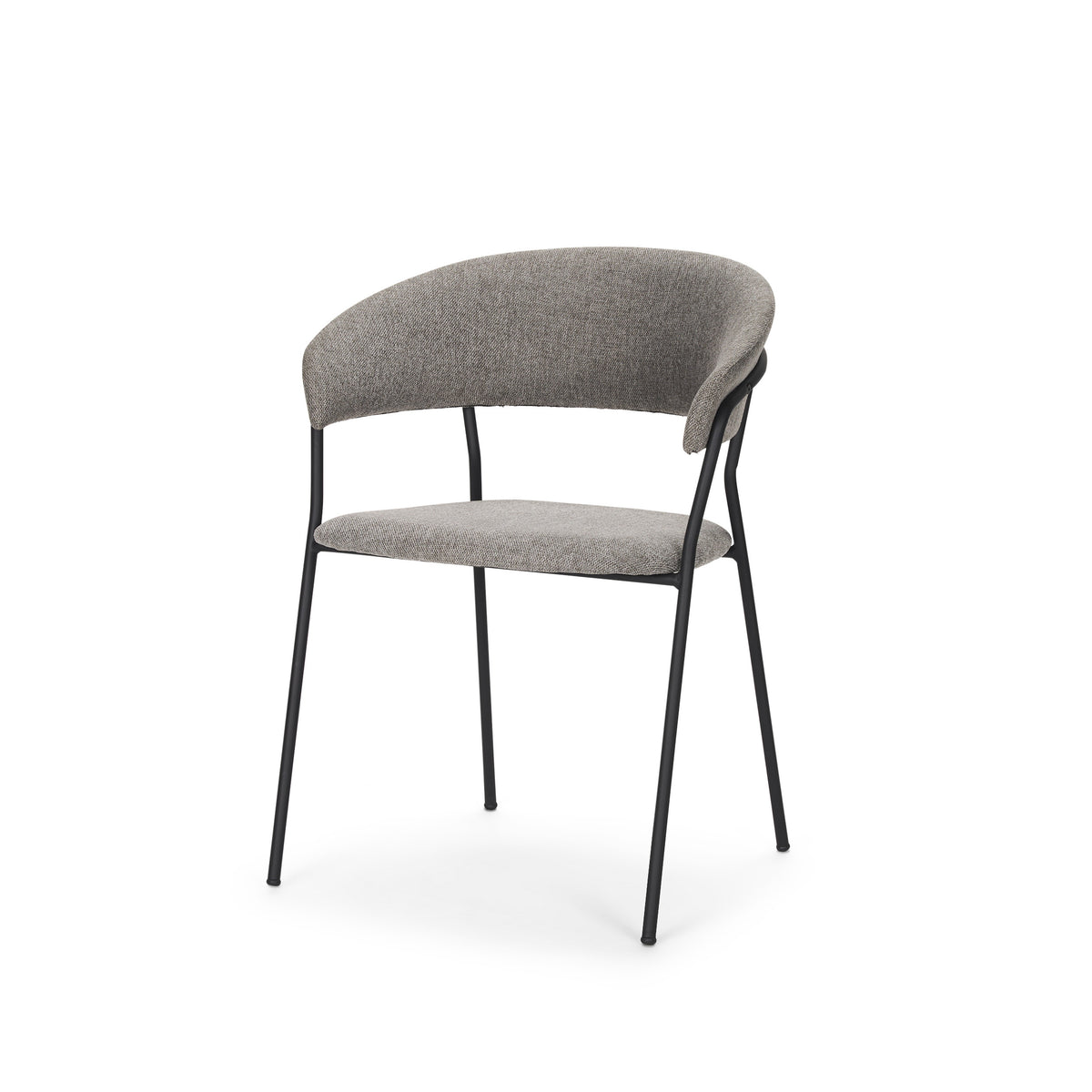 Carolyn Contoured Back Dining Side Chair | Gray Fabric w/ Metal-Dining Chairs-DECOROLALA
