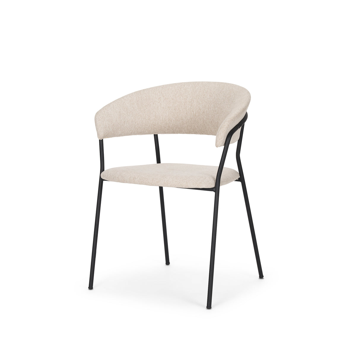 Carolyn Contoured Back Dining Side Chair | Oatmeal Fabric w/ Metal-Dining Chairs-DECOROLALA