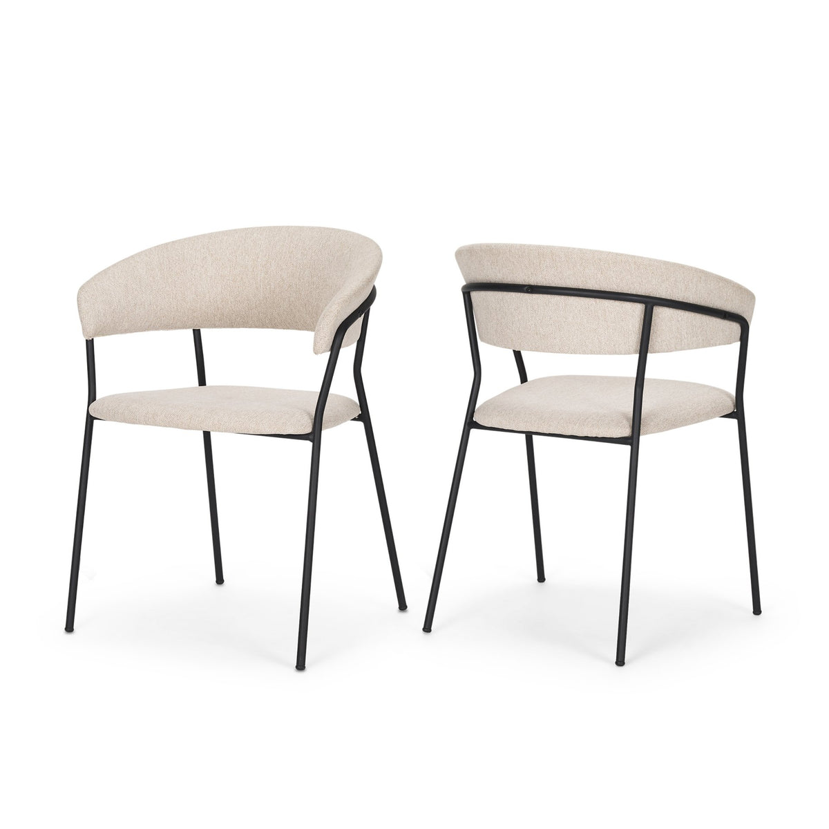 Carolyn Contoured Back Dining Side Chair | Oatmeal Fabric w/ Metal-Dining Chairs-DECOROLALA