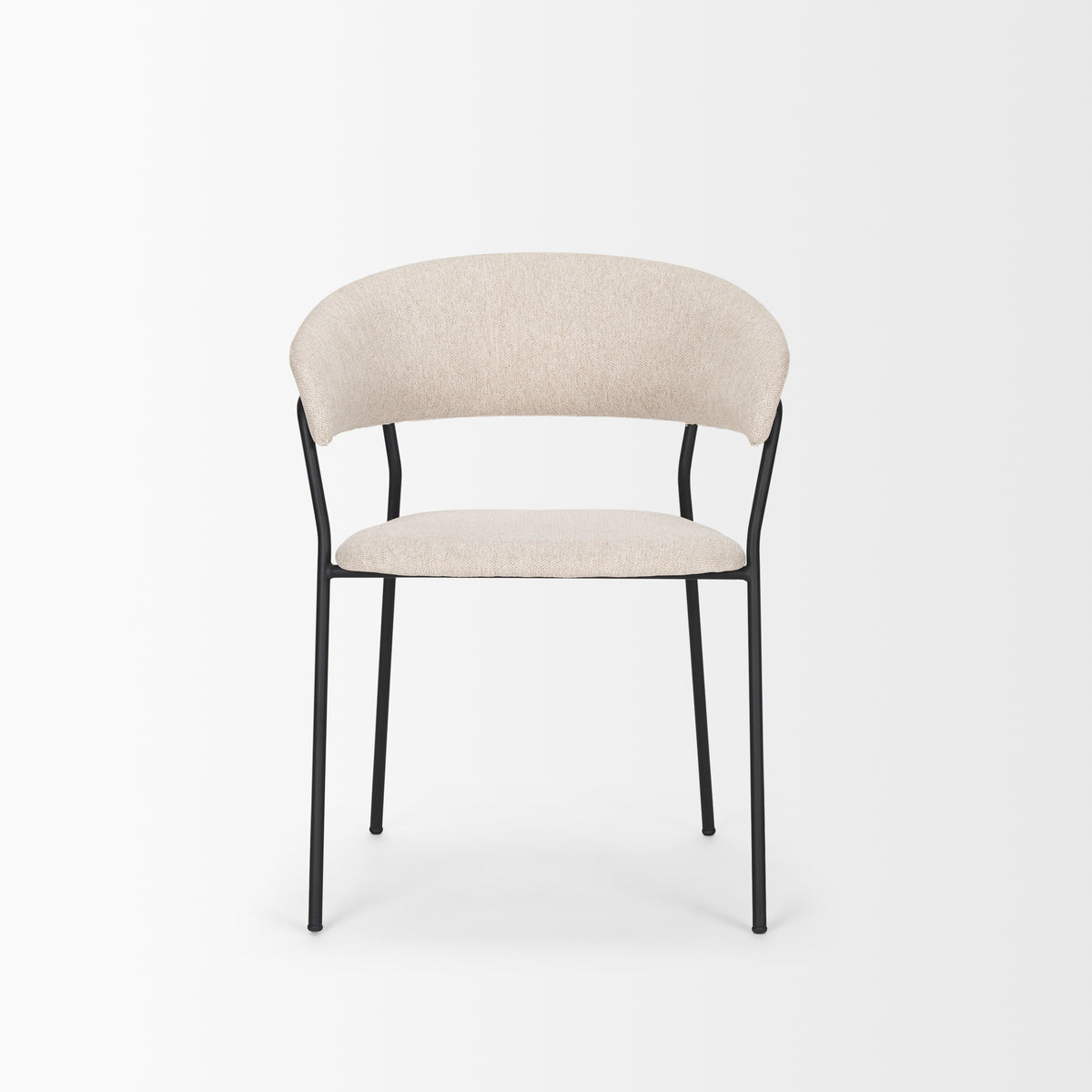 Carolyn Contoured Back Dining Side Chair | Oatmeal Fabric w/ Metal-Dining Chairs-DECOROLALA