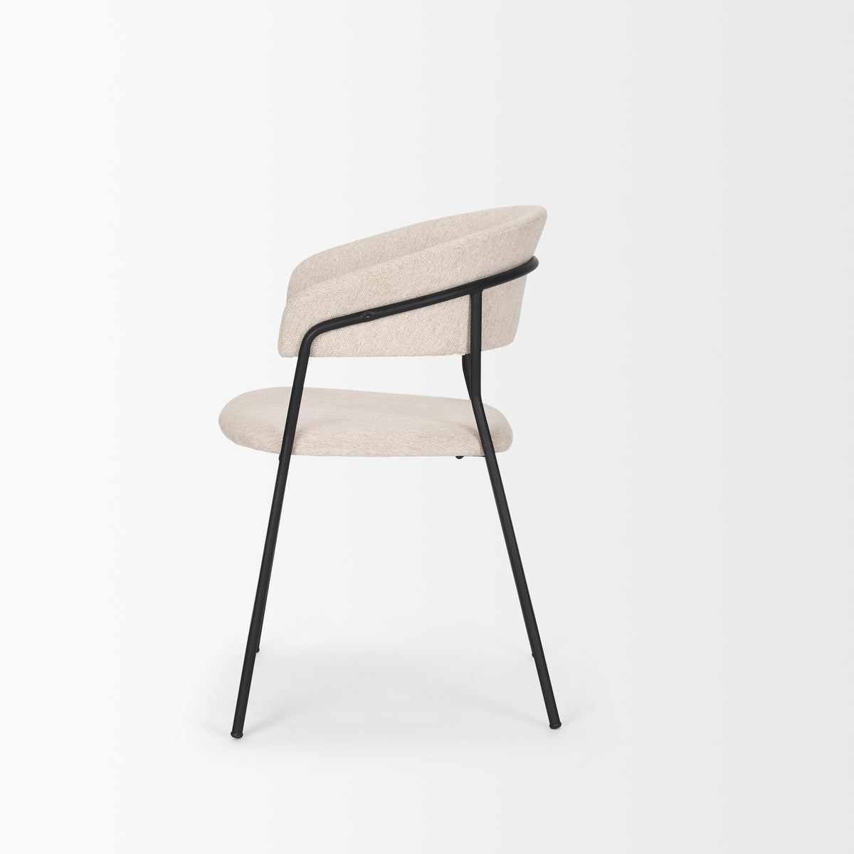 Carolyn Contoured Back Dining Side Chair | Oatmeal Fabric w/ Metal-Dining Chairs-DECOROLALA