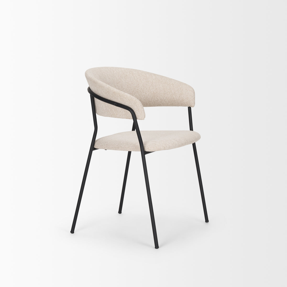 Carolyn Contoured Back Dining Side Chair | Oatmeal Fabric w/ Metal-Dining Chairs-DECOROLALA
