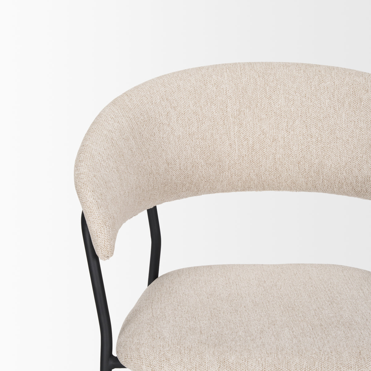 Carolyn Contoured Back Dining Side Chair | Oatmeal Fabric w/ Metal-Dining Chairs-DECOROLALA