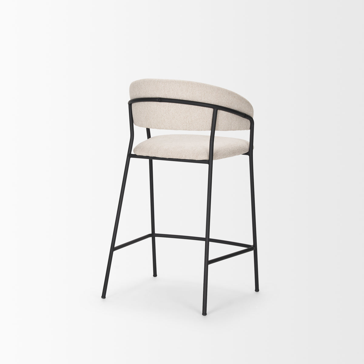 Carolyn Counter Stool w/ Oatmeal Fabric & Matte Black Metal-Bar Stools-DECOROLALA