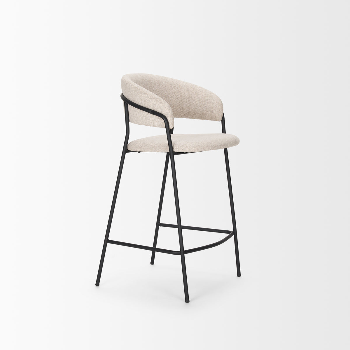 Carolyn Counter Stool w/ Oatmeal Fabric & Matte Black Metal-Bar Stools-DECOROLALA