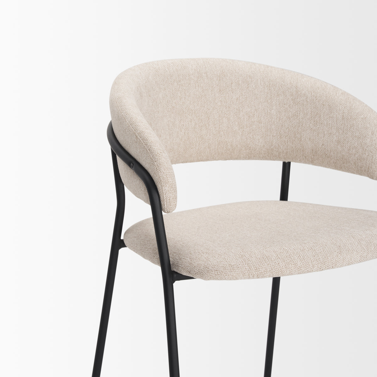 Carolyn Counter Stool w/ Oatmeal Fabric & Matte Black Metal-Bar Stools-DECOROLALA