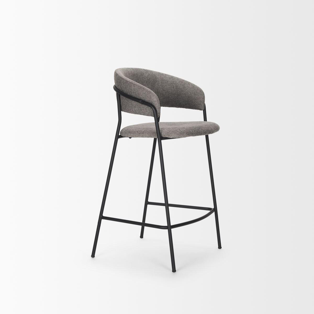 Carolyn Counter Stool w/ Oatmeal Fabric & Matte Black Metal-Bar Stools-DECOROLALA