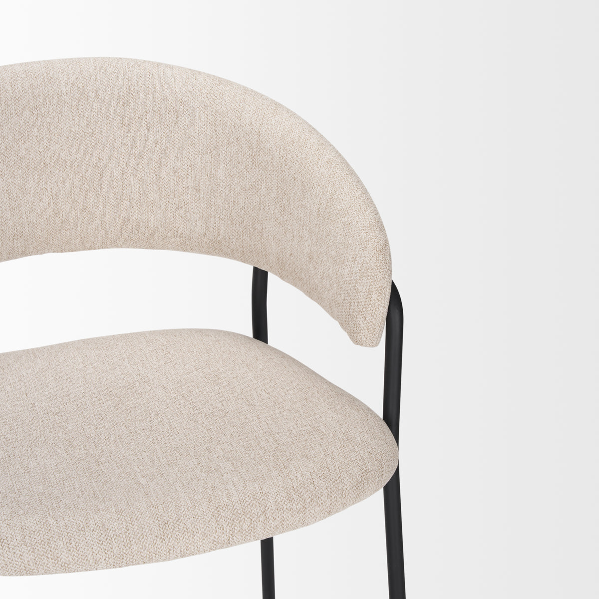 Carolyn Counter Stool w/ Oatmeal Fabric & Matte Black Metal-Bar Stools-DECOROLALA