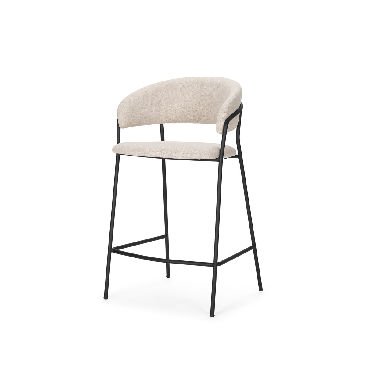 Carolyn Counter Stool w/ Oatmeal Fabric & Matte Black Metal-Bar Stools-DECOROLALA