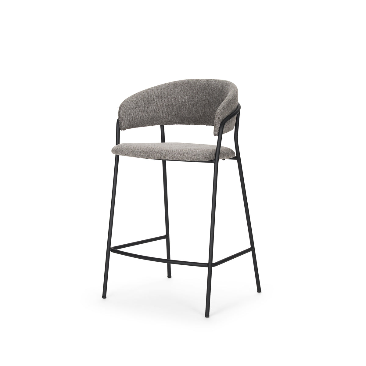Carolyn Counter Stool w/ Oatmeal Fabric & Matte Black Metal-Bar Stools-DECOROLALA