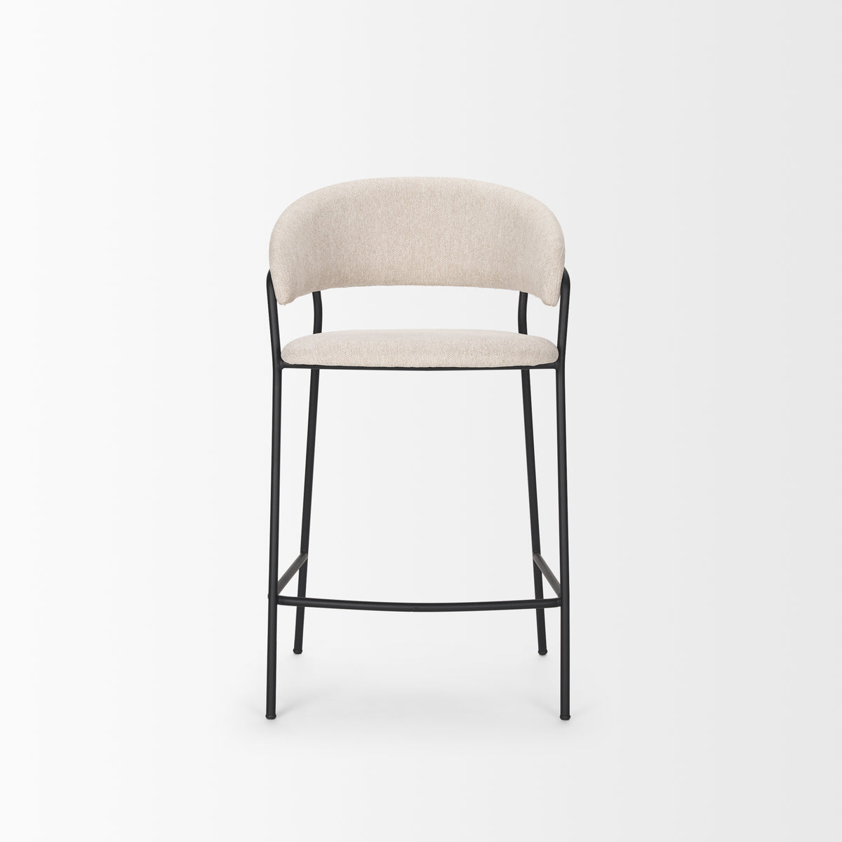 Carolyn Counter Stool w/ Oatmeal Fabric & Matte Black Metal-Bar Stools-DECOROLALA
