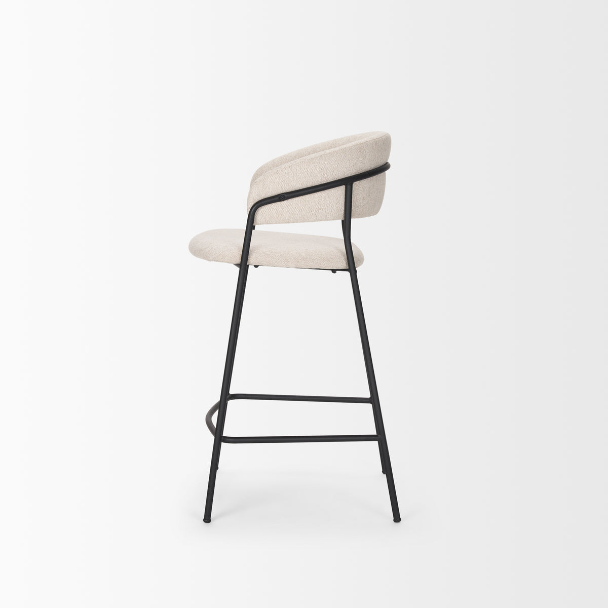 Carolyn Counter Stool w/ Oatmeal Fabric & Matte Black Metal-Bar Stools-DECOROLALA