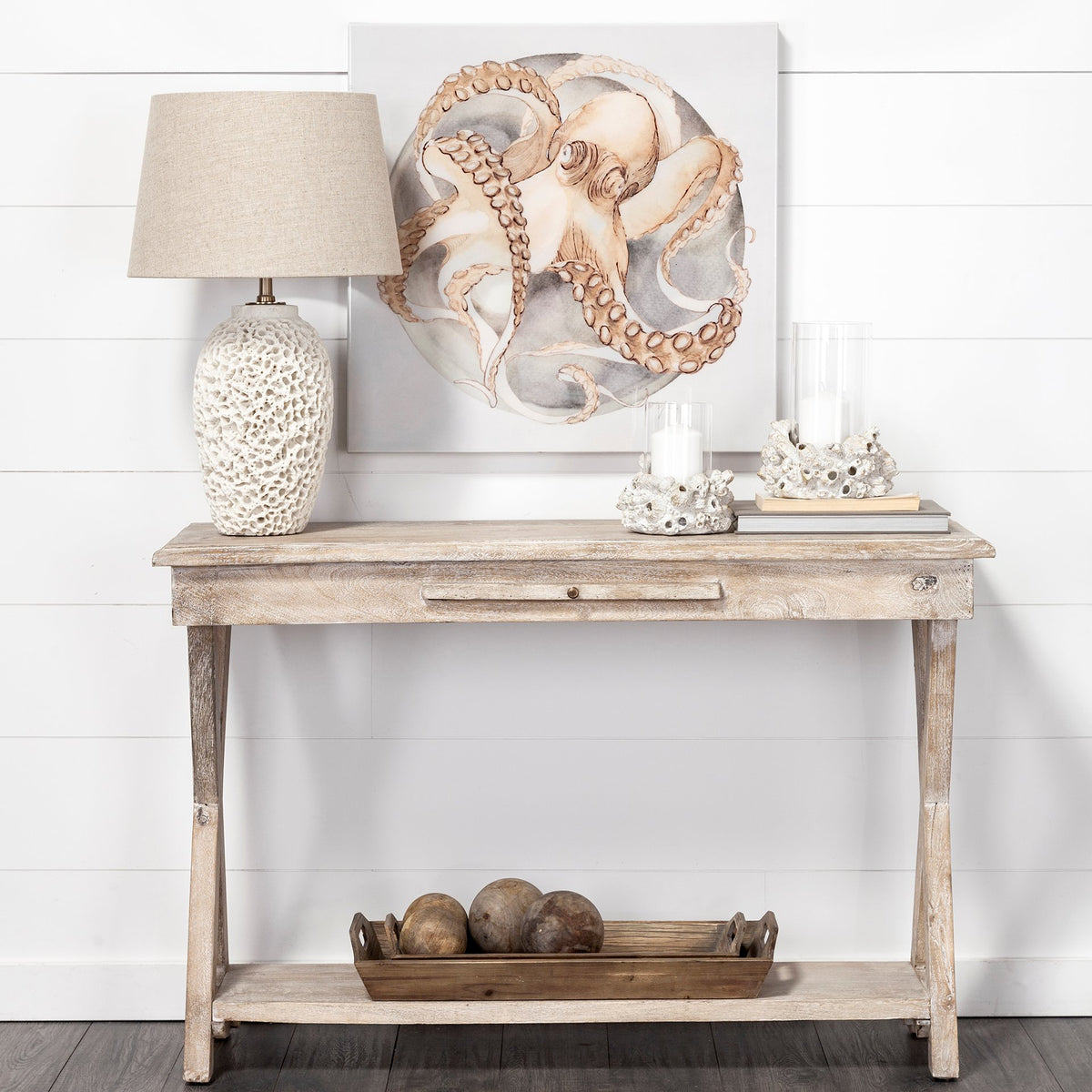 Carrick Natural Wood Decorative Spheres - Set of 3-Decorative Objects-DECOROLALA