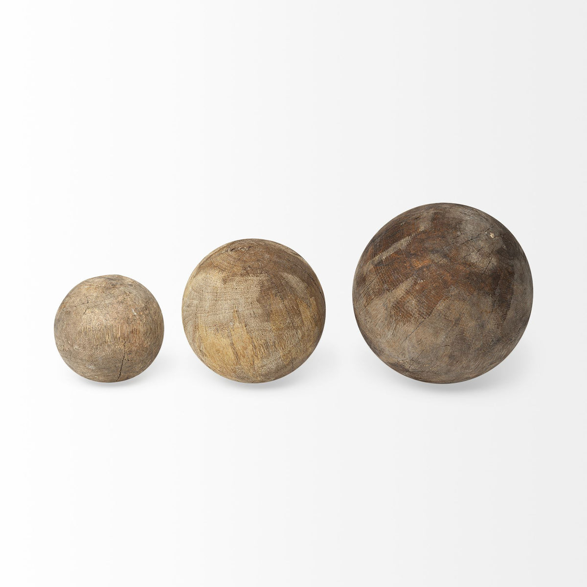 Carrick Natural Wood Decorative Spheres - Set of 3-Objects-DECOROLALA