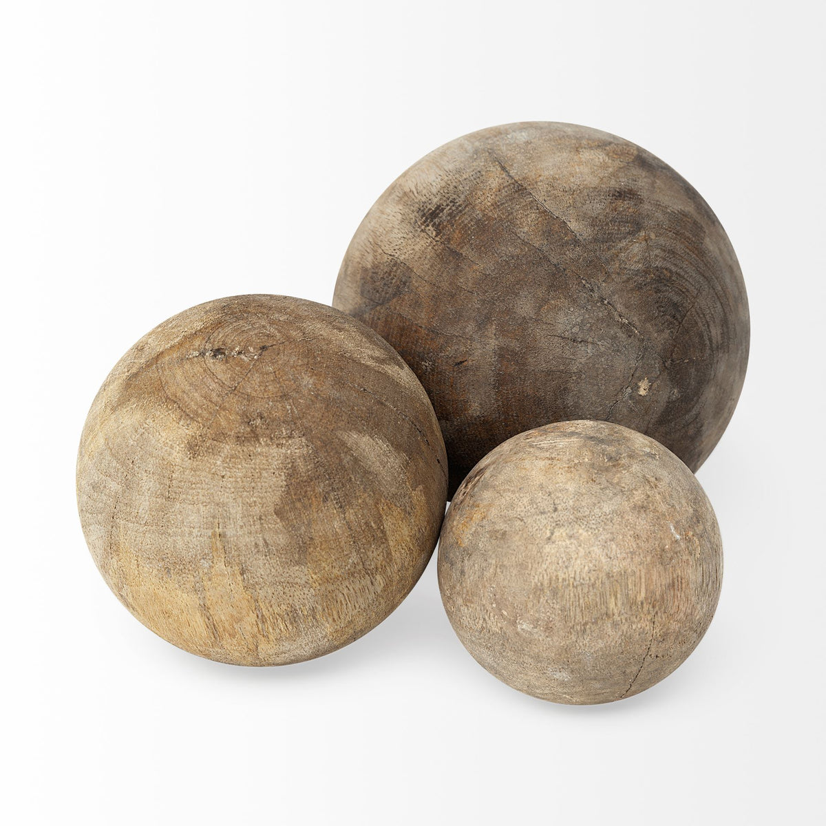 Carrick Natural Wood Decorative Spheres - Set of 3-Objects-DECOROLALA